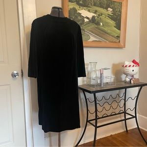 True Vintage No Label 1960s Velvet Midi Long Sleeve Metal Zipper Sheath Dress